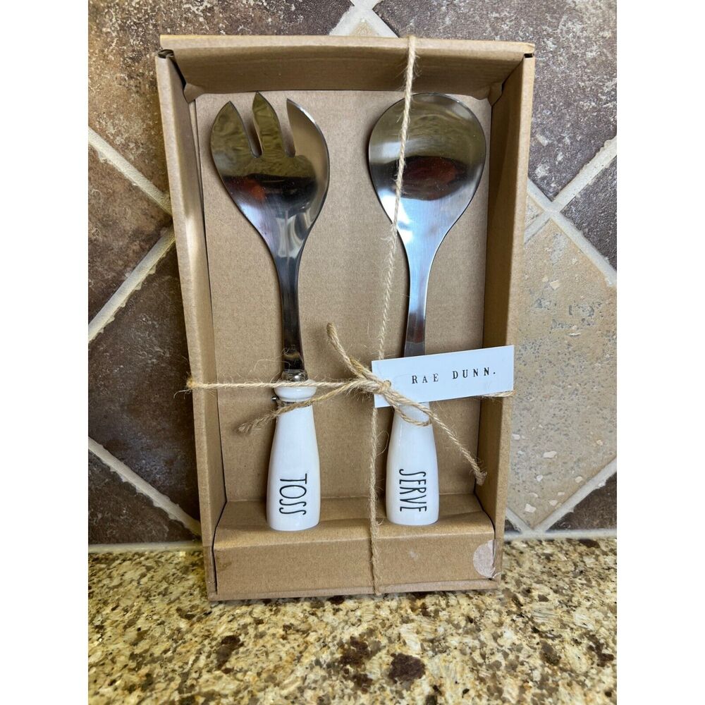 NIB Rae Dunn Serve Toss Serving Utensils By Magenta 2pc Kitchen Farmhouse Gift